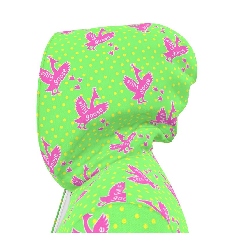 Knee-Length Hooded Rain Jacket - 'Silly Goose' Womens Hooded Rain Mac