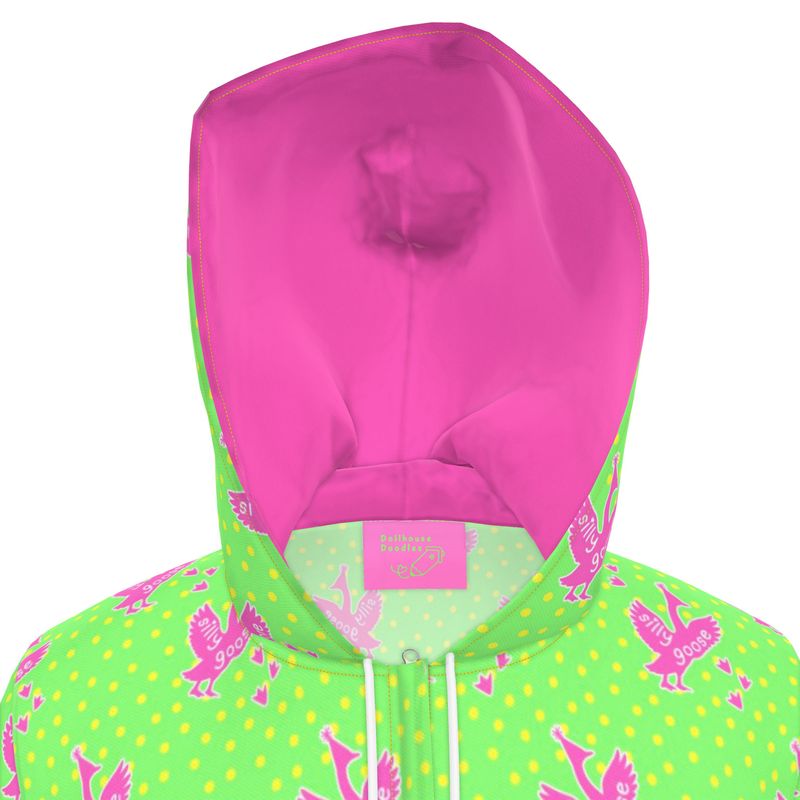 Knee-Length Hooded Rain Jacket - 'Silly Goose' Womens Hooded Rain Mac