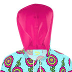 Knee-Length Hooded Rain Jacket - 'Blooming With Joy' Womens Hooded Rain Mac