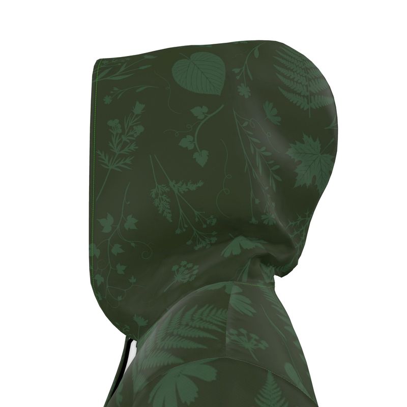 Knee-Length Hooded Rain Jacket - 'Dark Forest' Womens Hooded Rain Mac