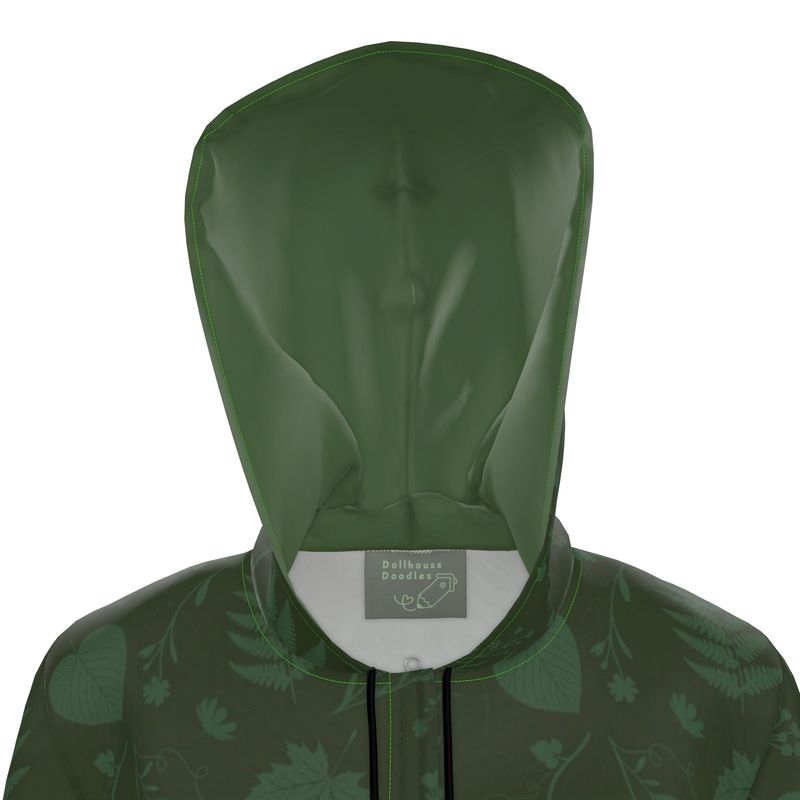 Knee-Length Hooded Rain Jacket - 'Dark Forest' Womens Hooded Rain Mac