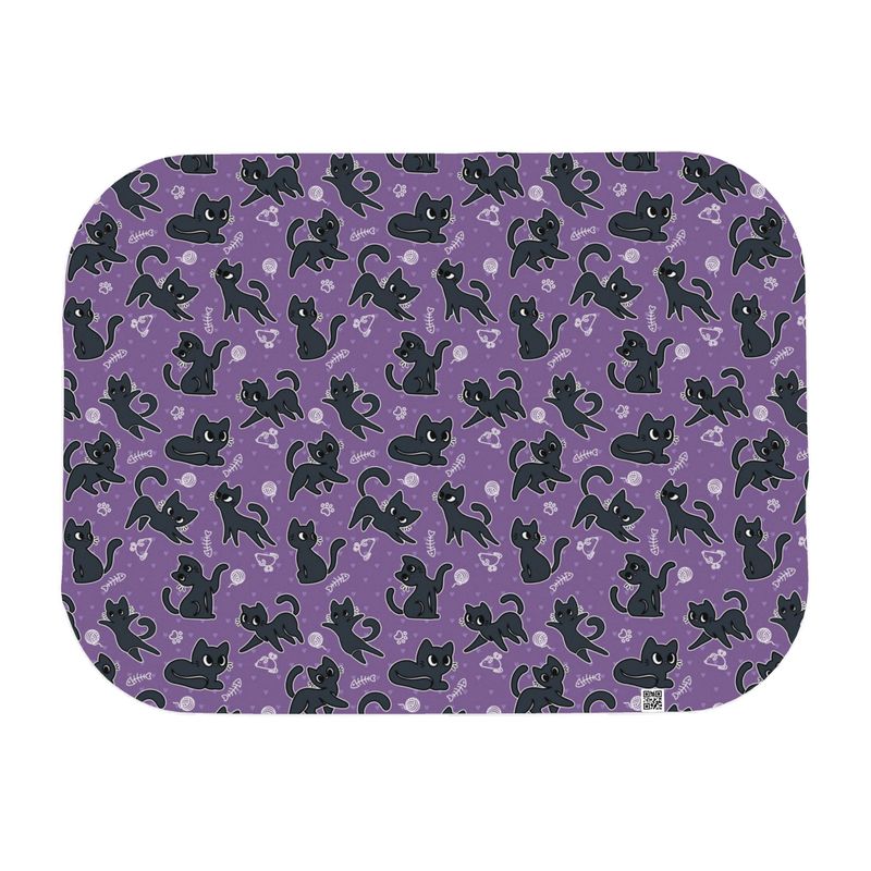 Mini Polar Fleece Pet Blanket - 'Purrple Playtime' Single Layer Blankets