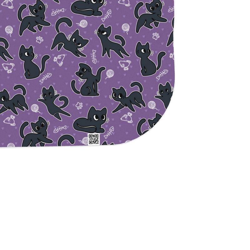 Mini Polar Fleece Pet Blanket - 'Purrple Playtime' Single Layer Blankets
