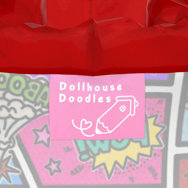 Knee-Length Hooded Rain Jacket - 'Comic Chaos' Womens Hooded Rain Mac