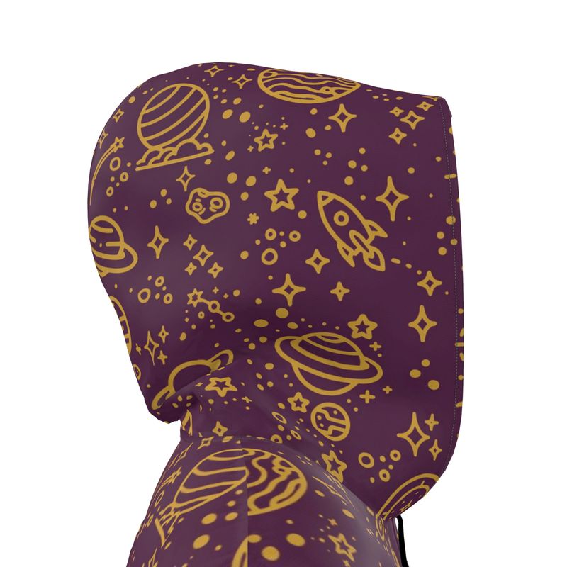 Knee-Length Hooded Rain Jacket - 'Galactic Gold' Womens Hooded Rain Mac