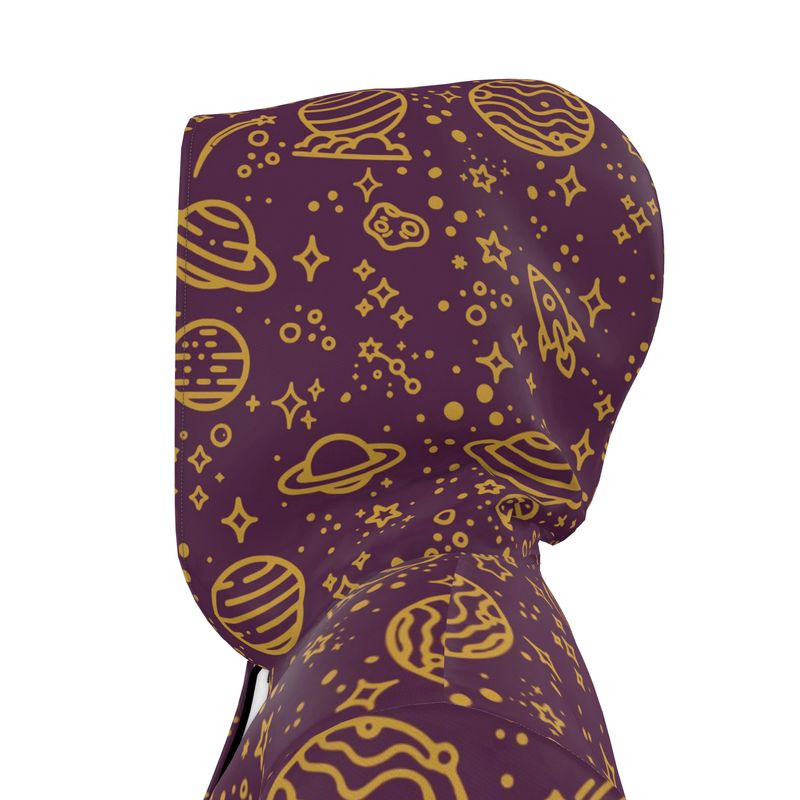 Knee-Length Hooded Rain Jacket - 'Galactic Gold' Womens Hooded Rain Mac