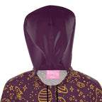 Knee-Length Hooded Rain Jacket - 'Galactic Gold' Womens Hooded Rain Mac