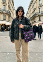 XL Tote Bag with Pocket - 'Diamond Skulls'
