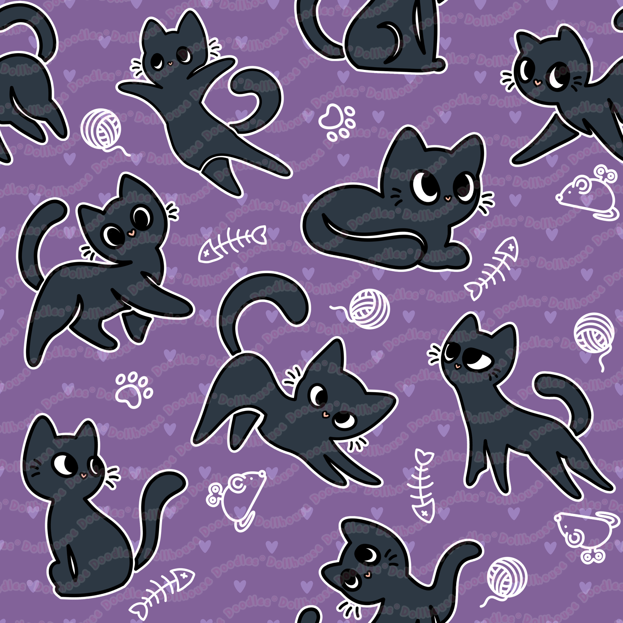 Mini Polar Fleece Pet Blanket - 'Purrple Playtime' Single Layer Blankets