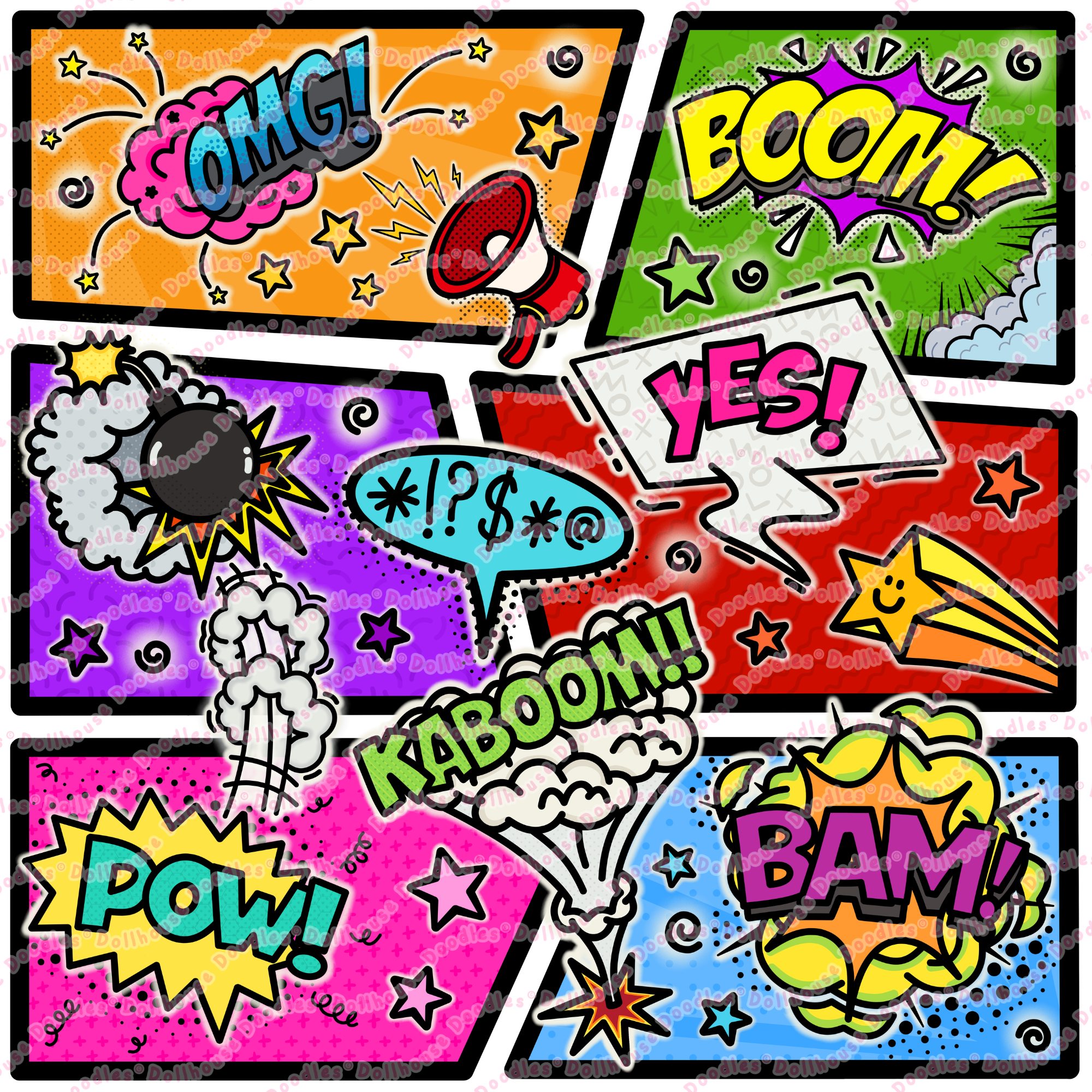 Unisex Multi-wear Tee Dress - 'Comic Chaos'