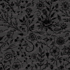 Long Sleeve Pocket Flare Dress - 'Gothic Garden (Black Version)'