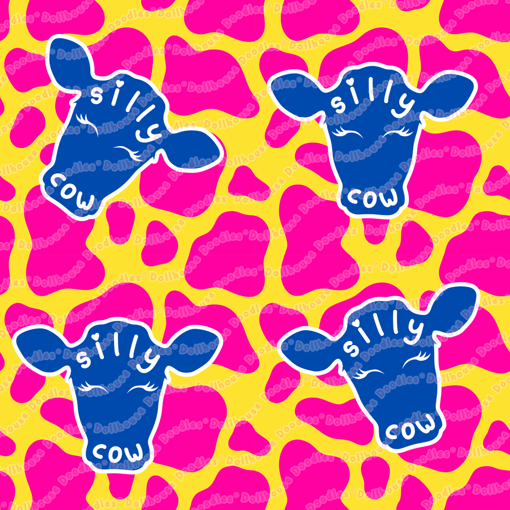 Long Sleeve Pocket Flare Dress - 'Silly Cow'