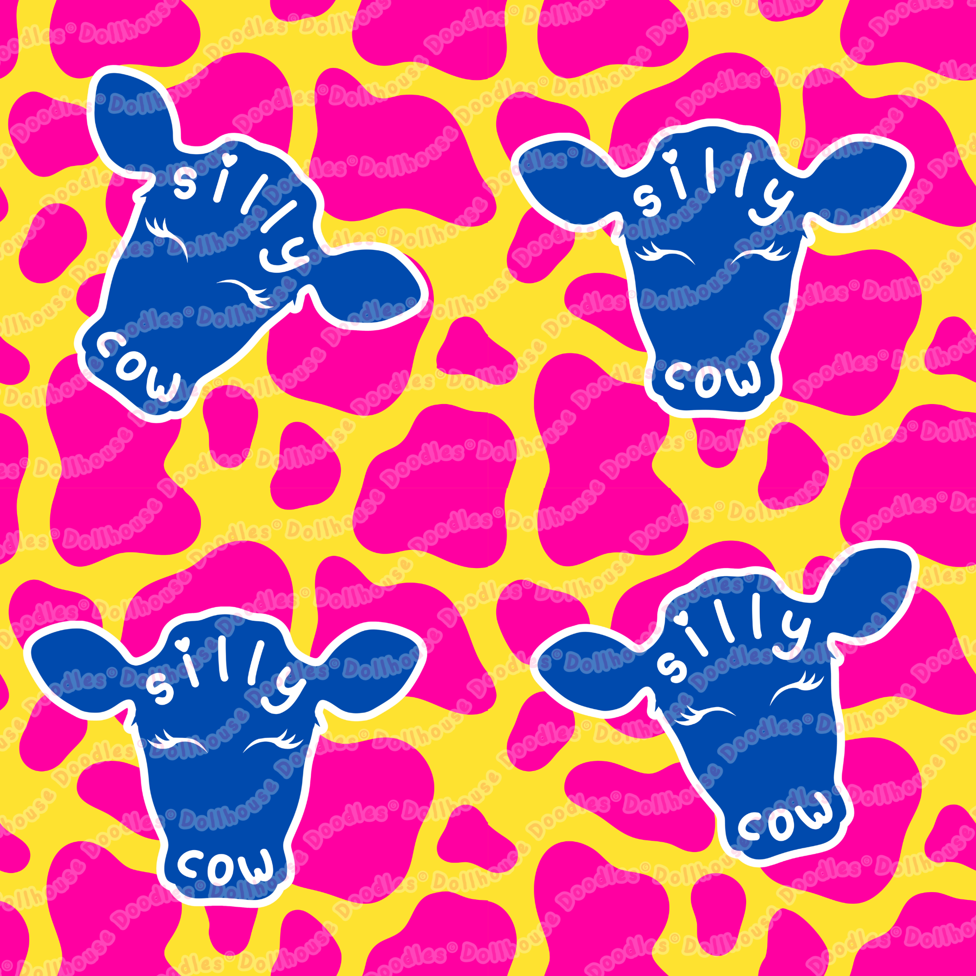 Long Sleeve Pocket Flare Dress - 'Silly Cow'