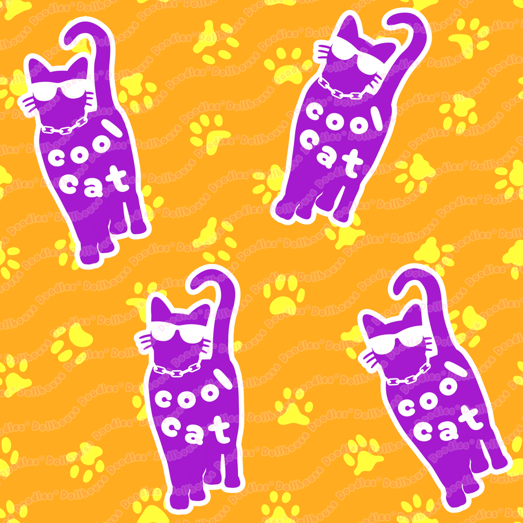 Long Sleeve Pocket Flare Dress - 'Cool Cat'