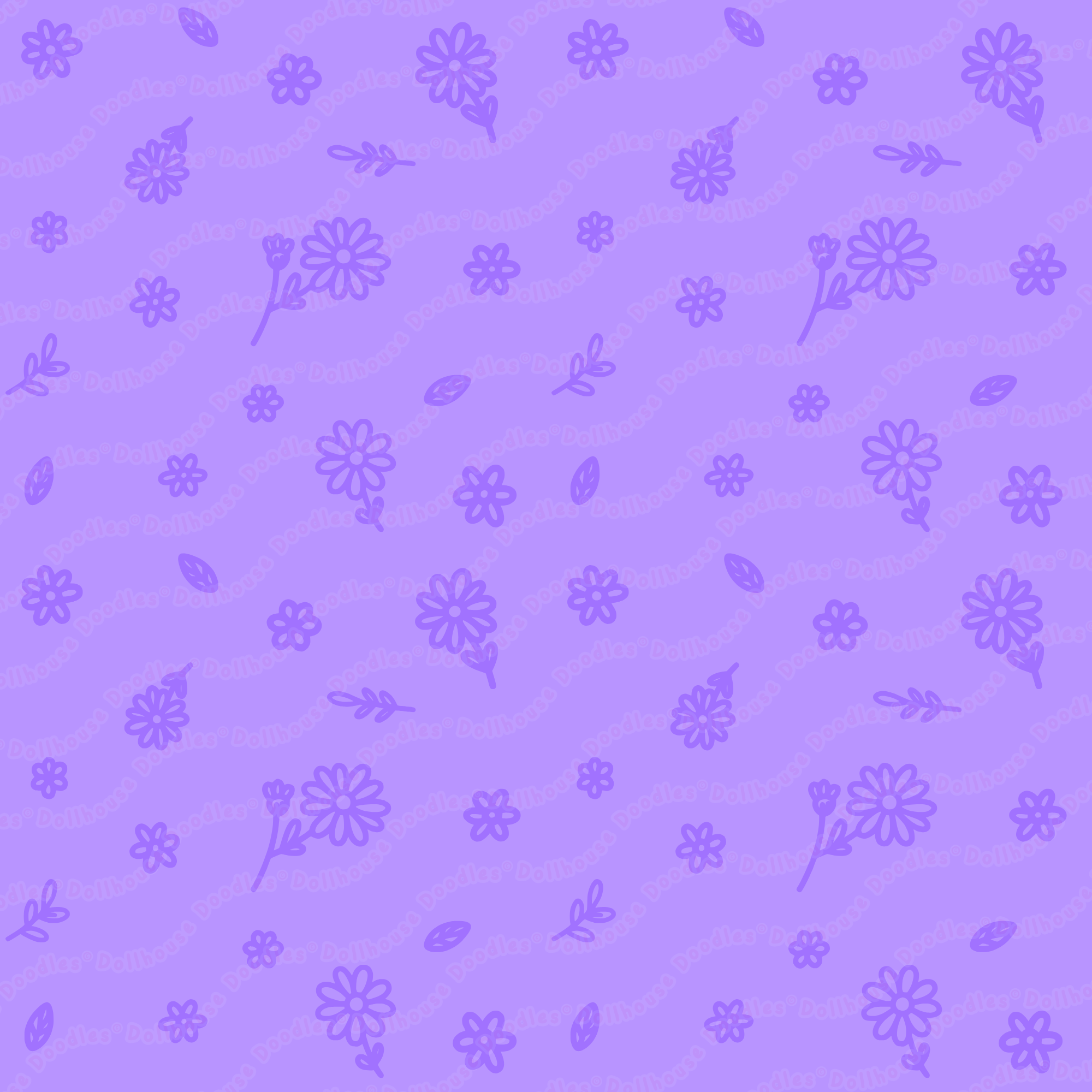 Long Sleeve Pocket Flare Dress - 'Itsy Bitsy Daisy (Lavender)'