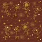 Long Sleeve Pocket Flare Dress - 'Golden Flower'