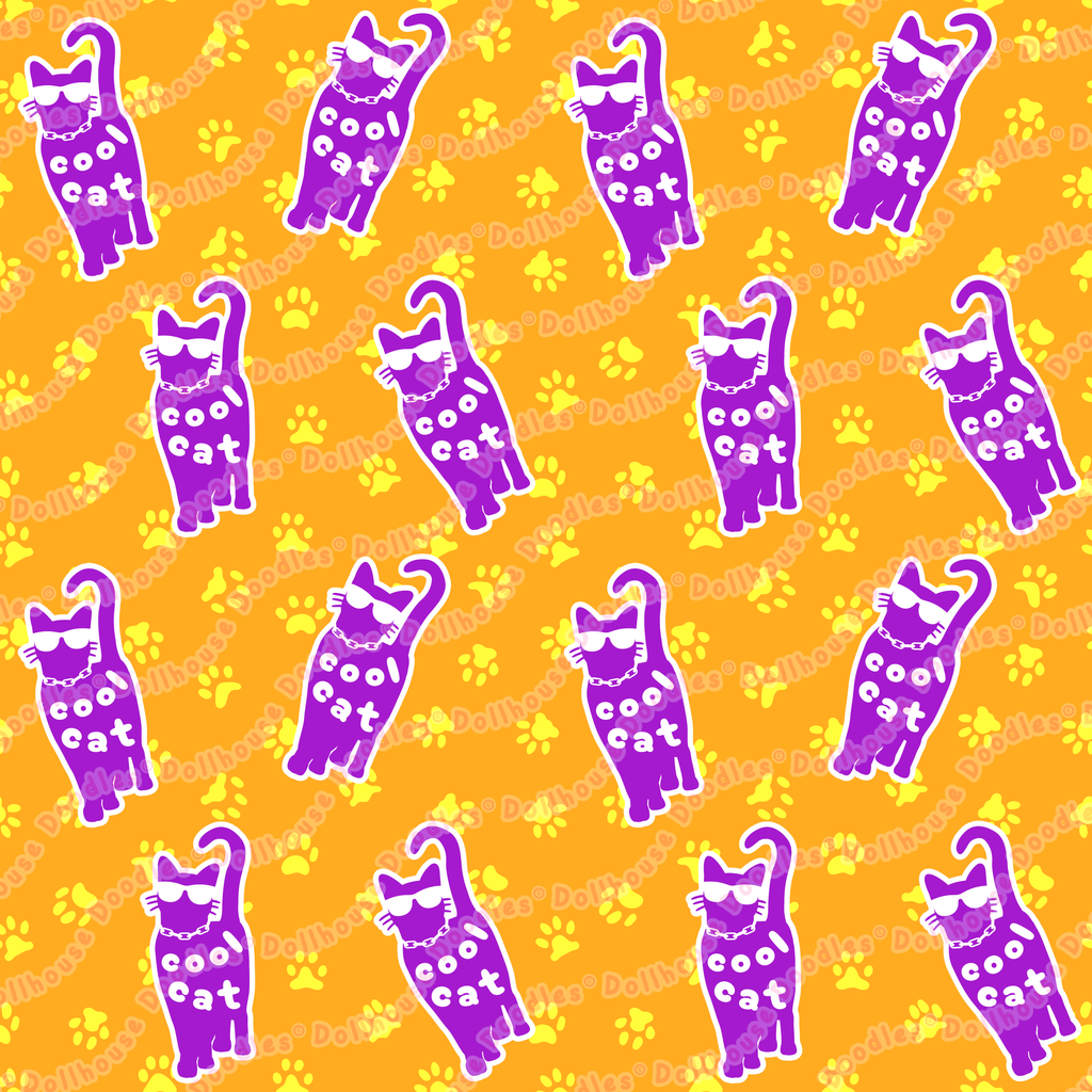 RECYCLED High Waist Pocket Leggings - 'Cool Cat'