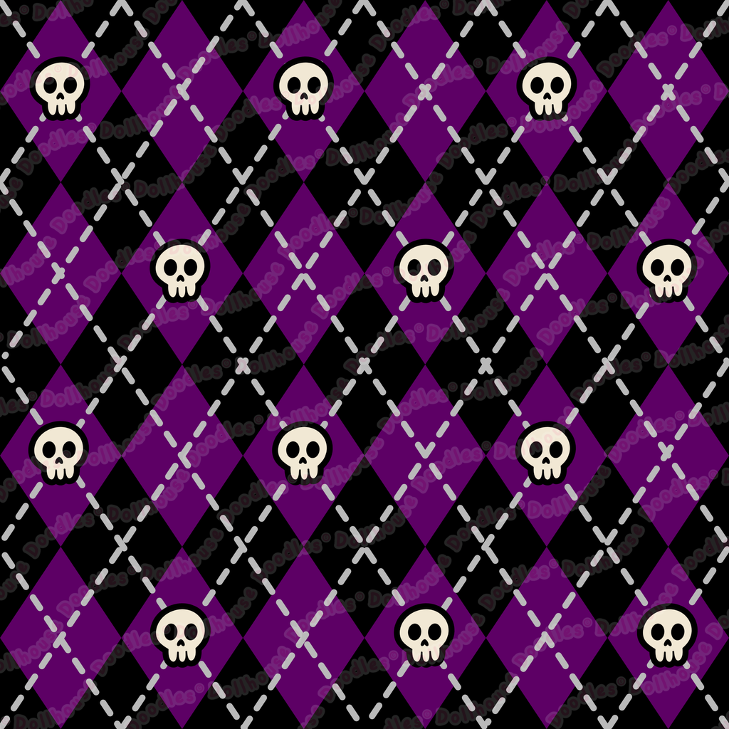 KIDS (2-8yrs) Active Stretch Leggings - 'Diamond Skulls'