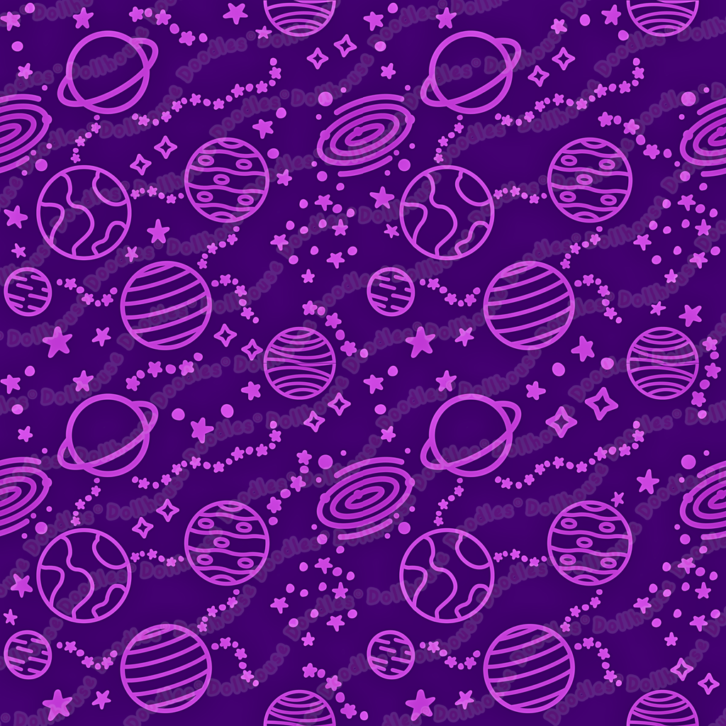 Long Sleeve Pocket Flare Dress - 'Purple Planets' Long Sleeve Dress