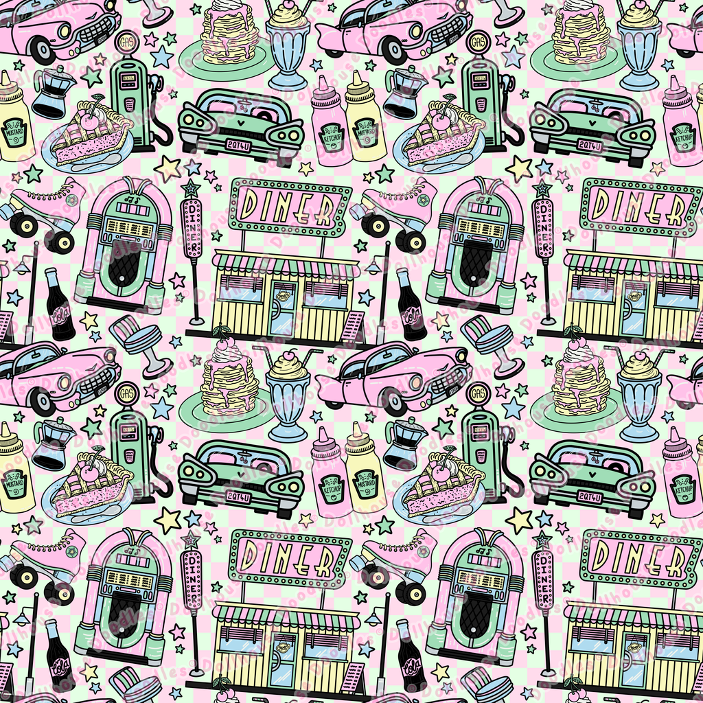 RECYCLED High Waist Pocket Leggings - 'Bubblegum Diner'