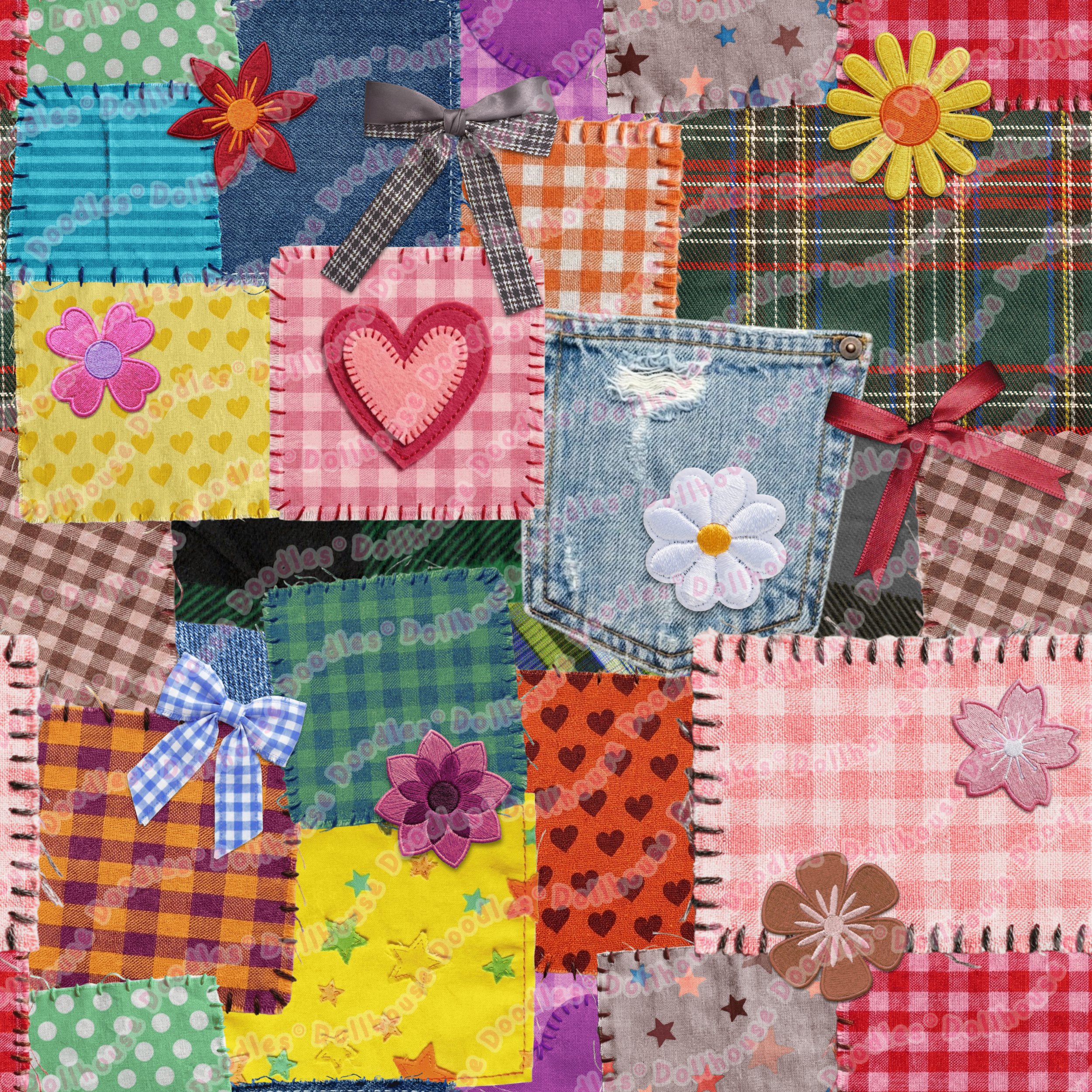 XL Tote Bag with Pocket - 'Perfect Patchwork'