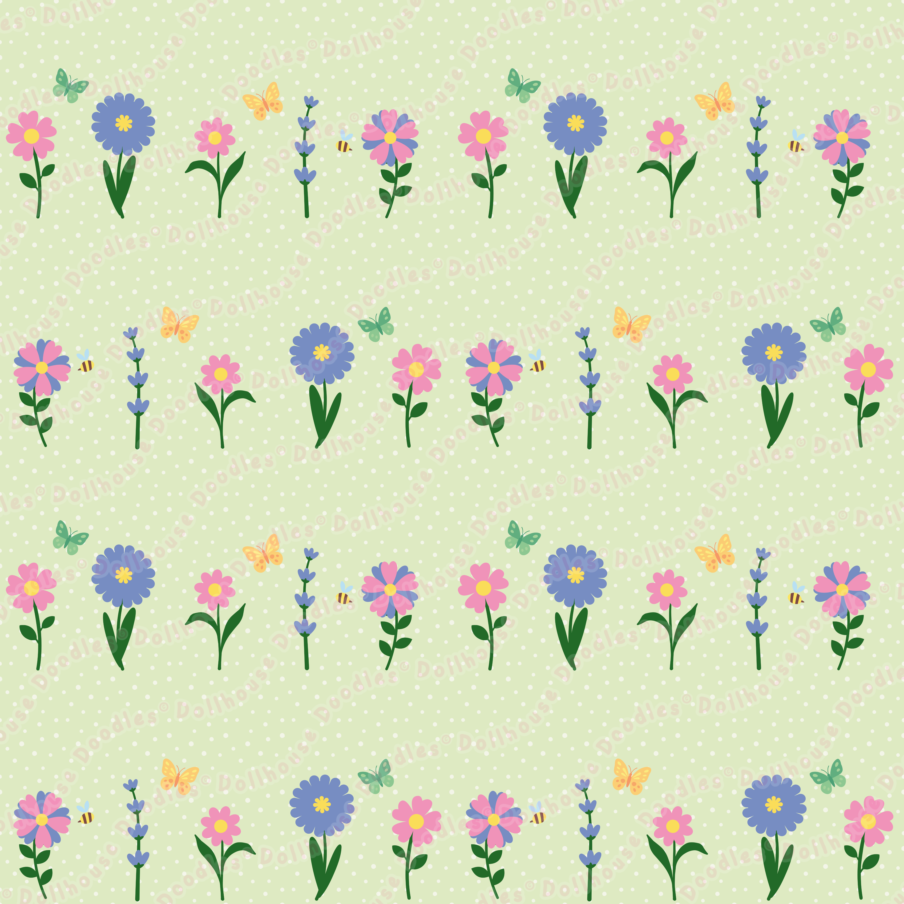 KIDS (2-8yrs) Active Stretch Leggings - 'Spring Stems'