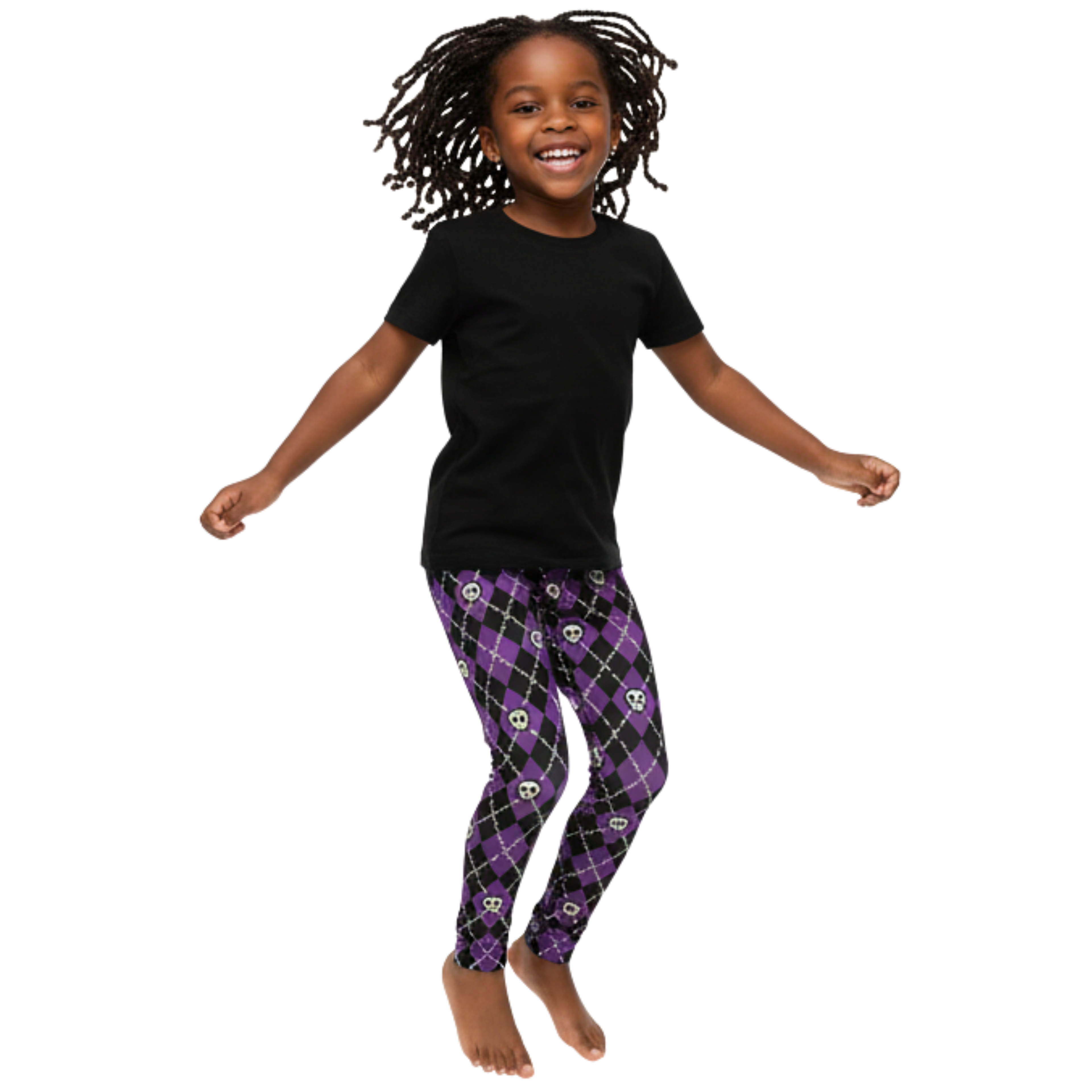 KIDS (2-8yrs) Active Stretch Leggings - 'Diamond Skulls'