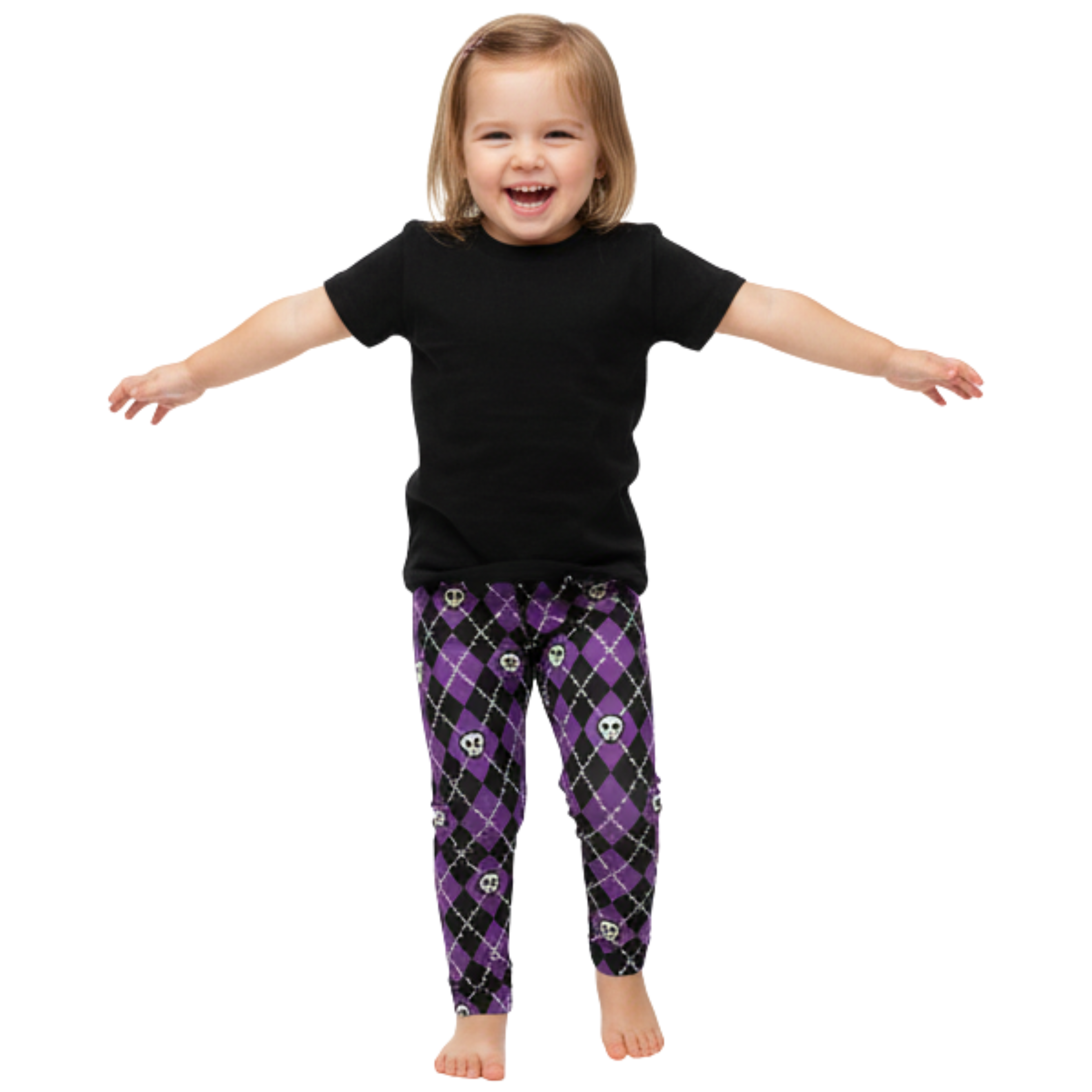 KIDS (2-8yrs) Active Stretch Leggings - 'Diamond Skulls'