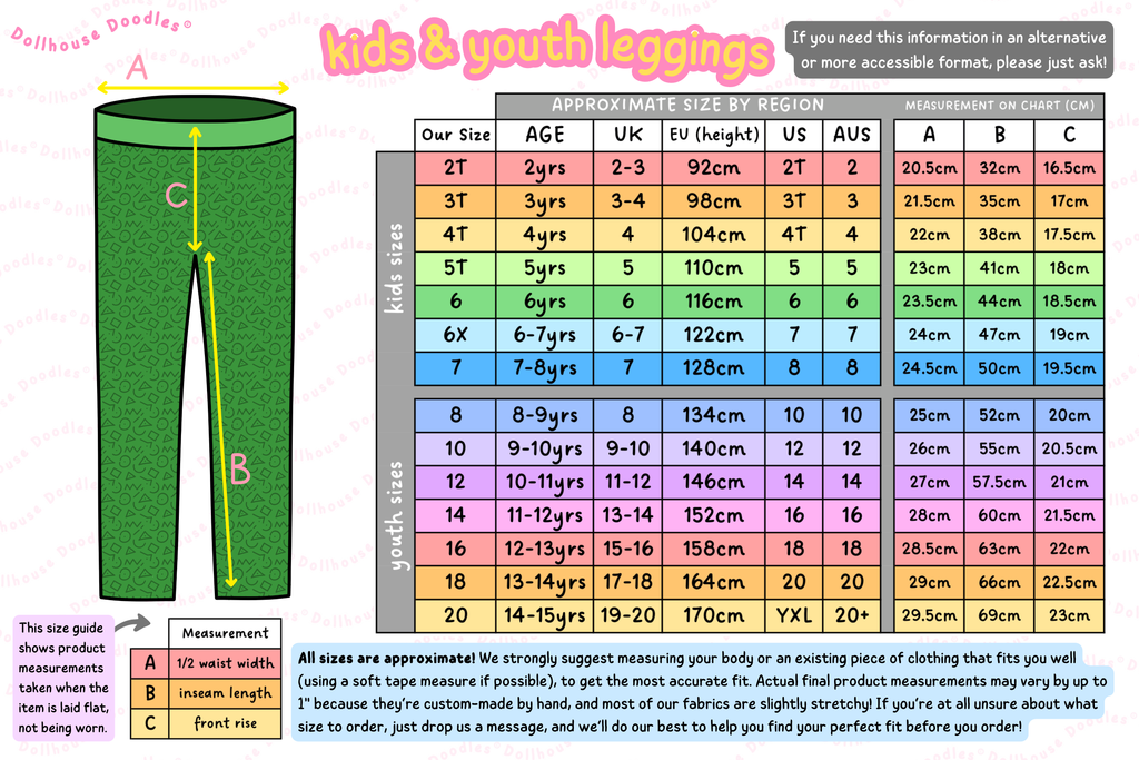 KIDS (2-8yrs) Active Stretch Leggings - 'Petal Pop'