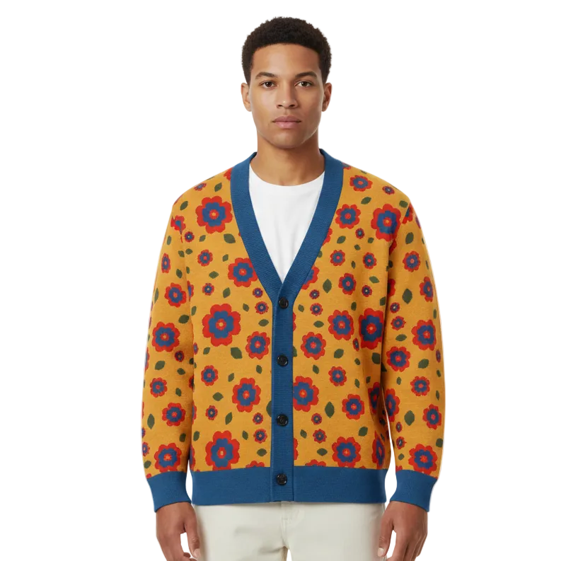 Unisex Relaxed Fit Knitted Cardigan - 'Petal Pop' Cardigan