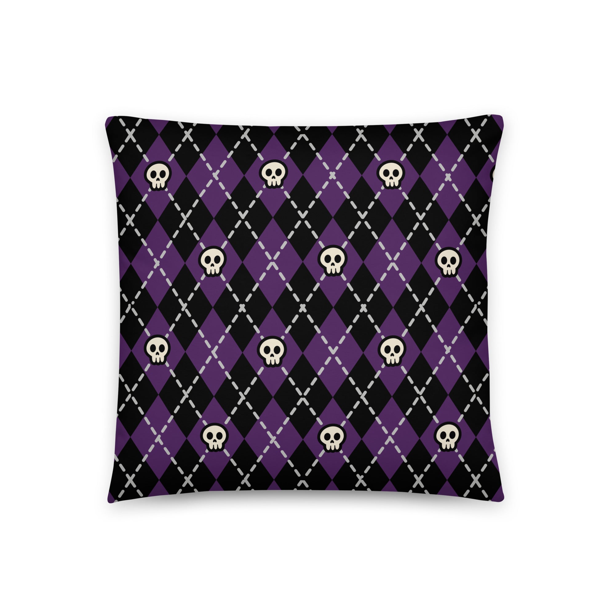 JUMBO Squishy Square Throw Pillow - 'Diamond Skulls'