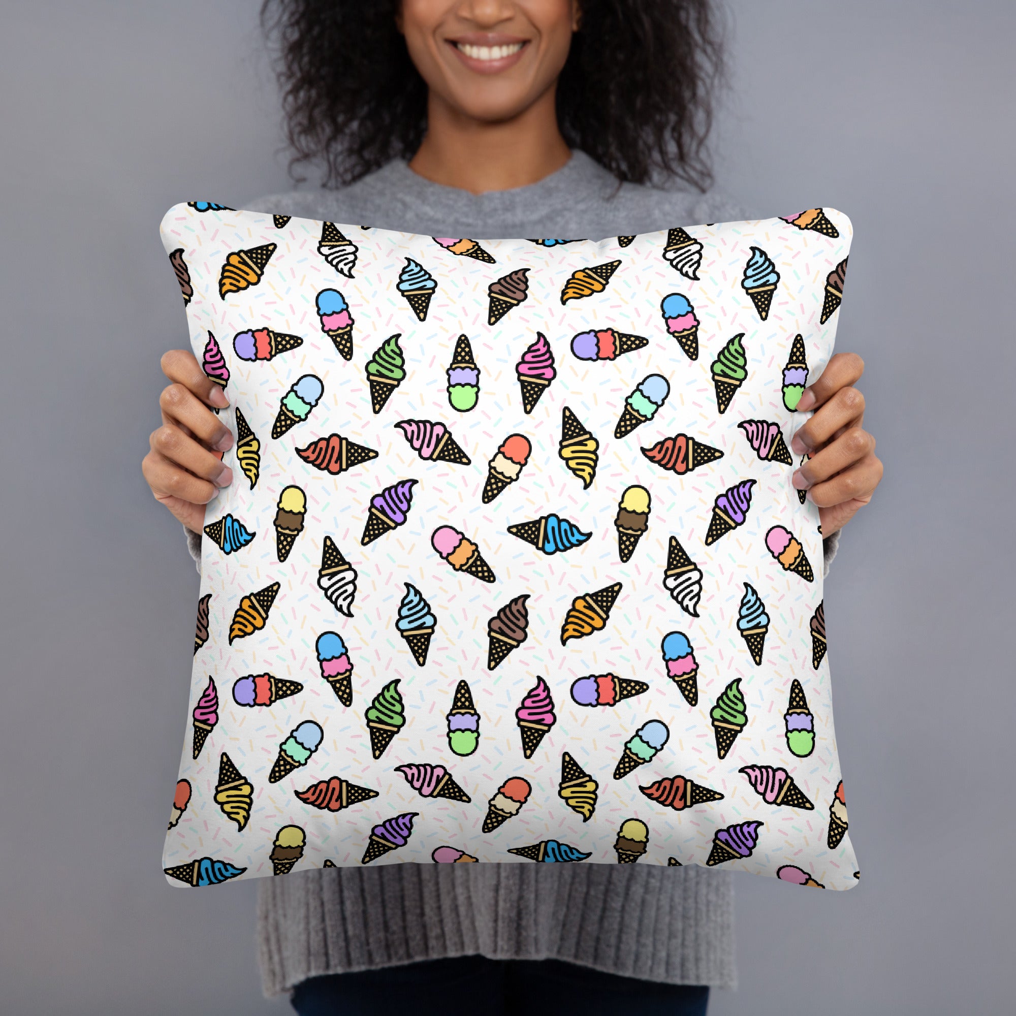 JUMBO Squishy Square Throw Pillow - 'Ice Cream' Cushion