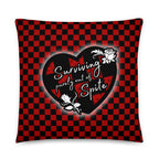 JUMBO Squishy Square Throw Pillow - 'Surviving Purely Out of Spite' Large - 22in×22in (55.88cm x 55.88cm)