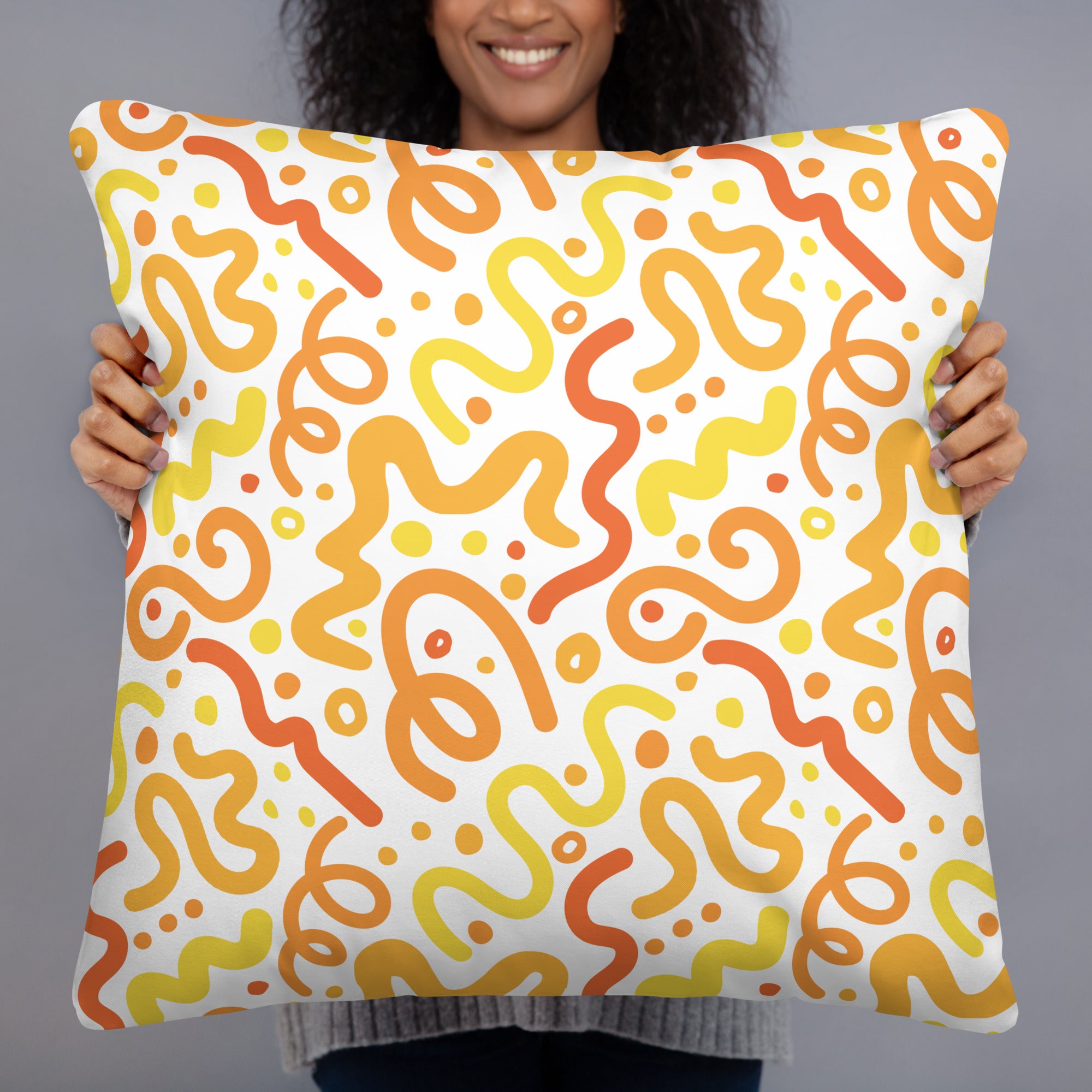 JUMBO Squishy Square Throw Pillow - 'Squiggles'