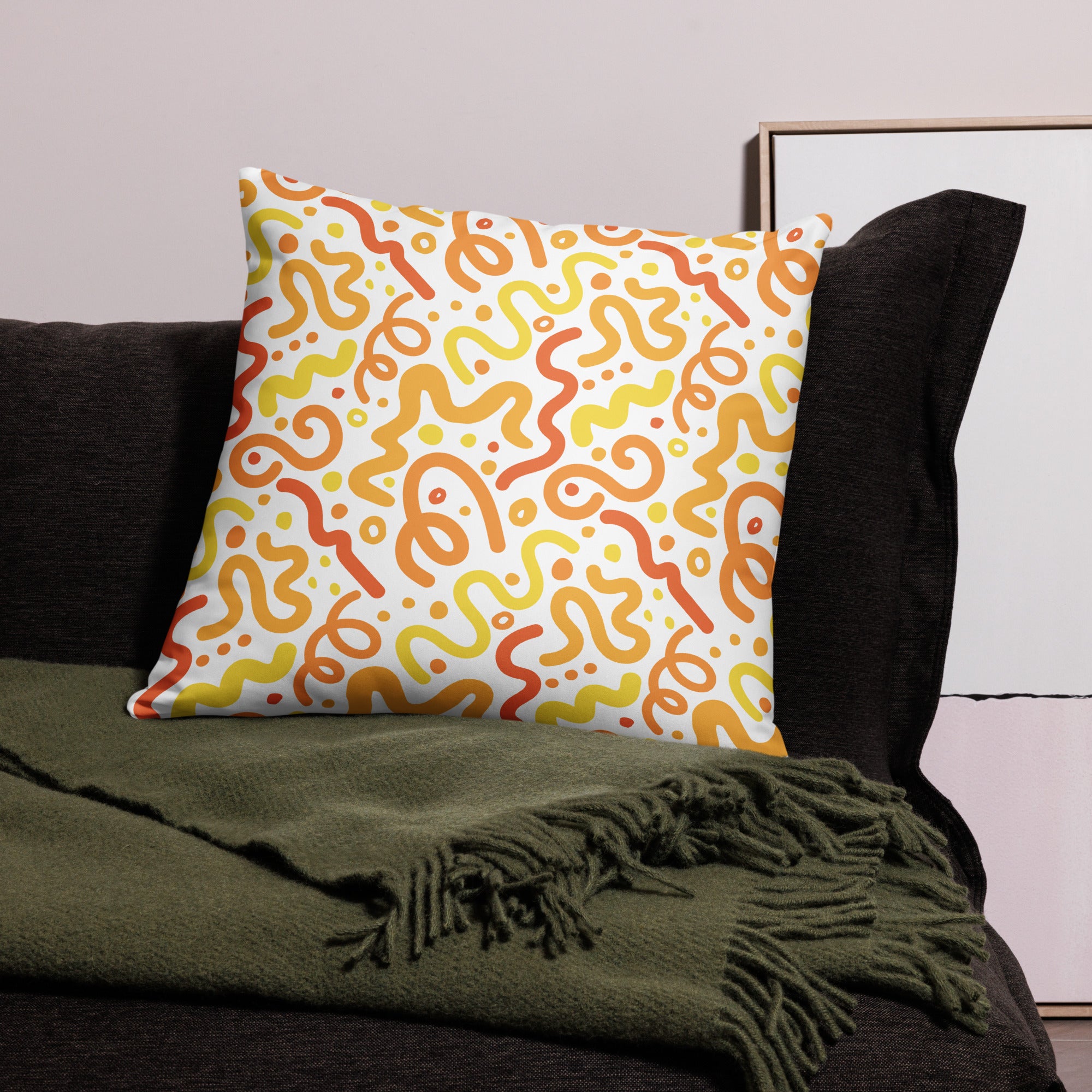JUMBO Squishy Square Throw Pillow - 'Squiggles'