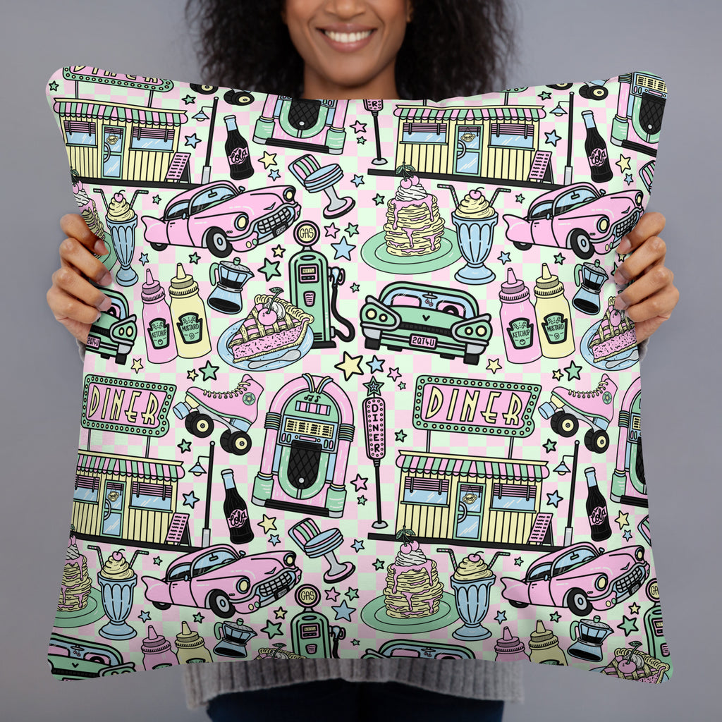 JUMBO Squishy Square Throw Pillow - 'Bubblegum Diner'
