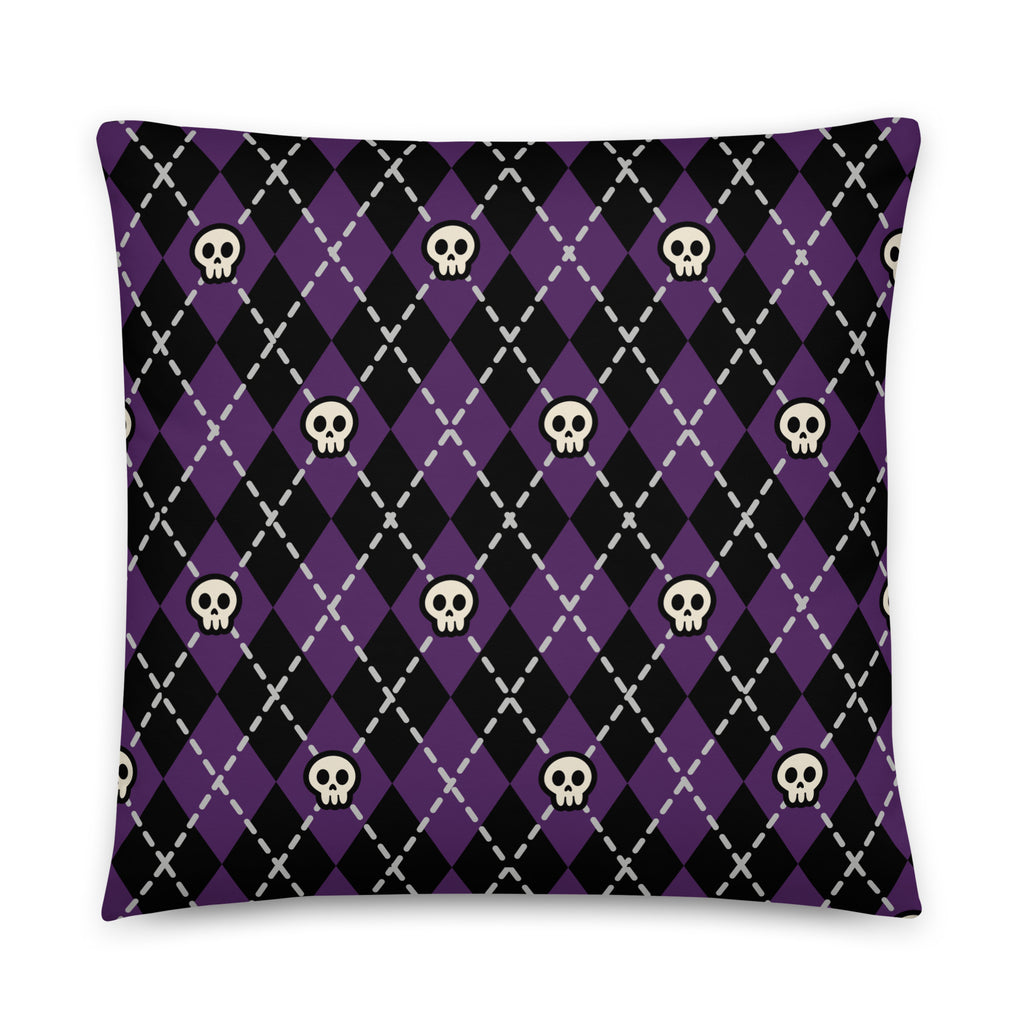 JUMBO Squishy Square Throw Pillow - 'Diamond Skulls' 22″×22″