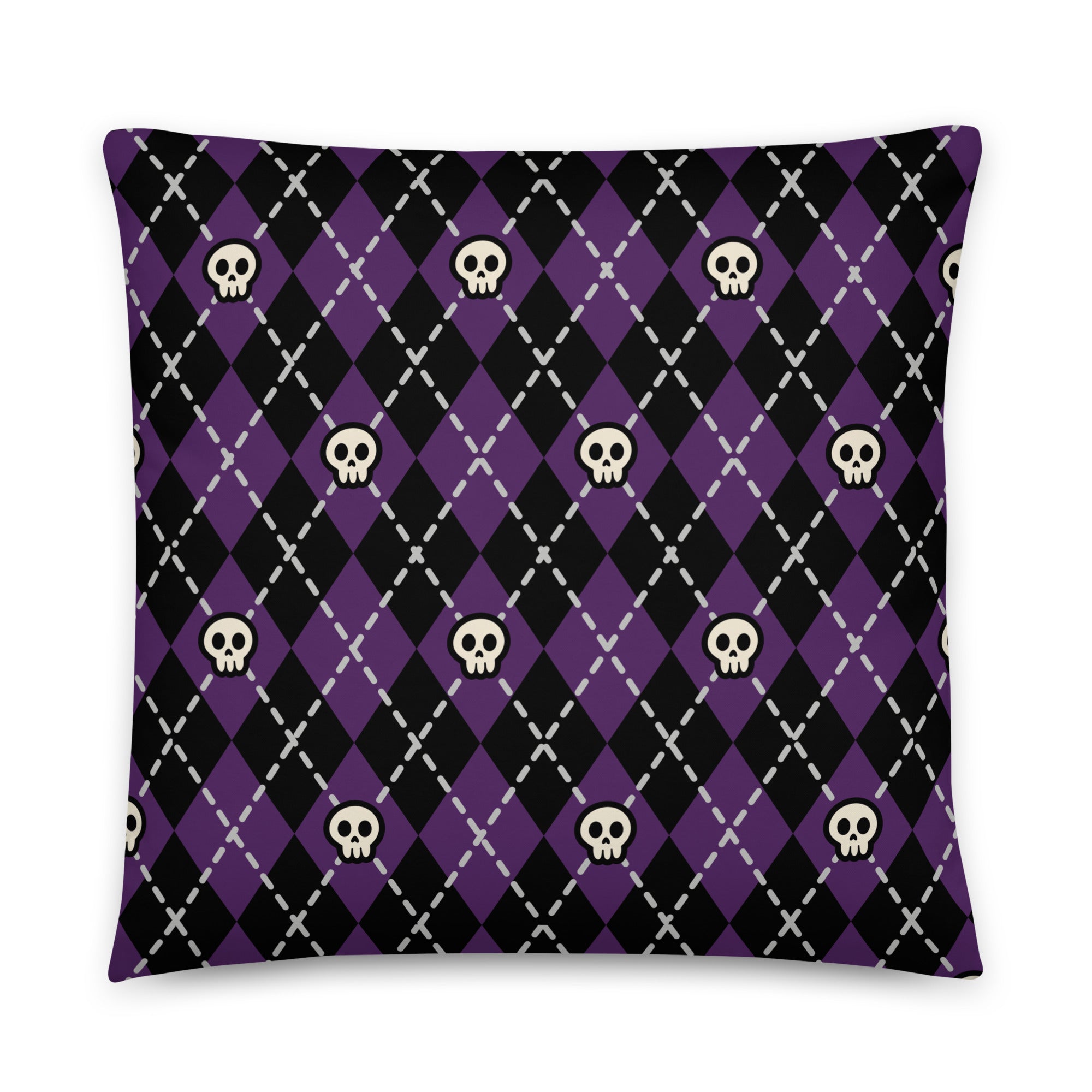 JUMBO Squishy Square Throw Pillow - 'Diamond Skulls' 22″×22″