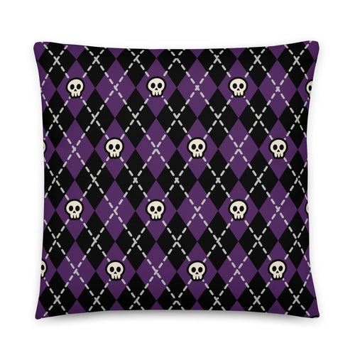JUMBO Squishy Square Throw Pillow - 'Diamond Skulls' 22″×22″