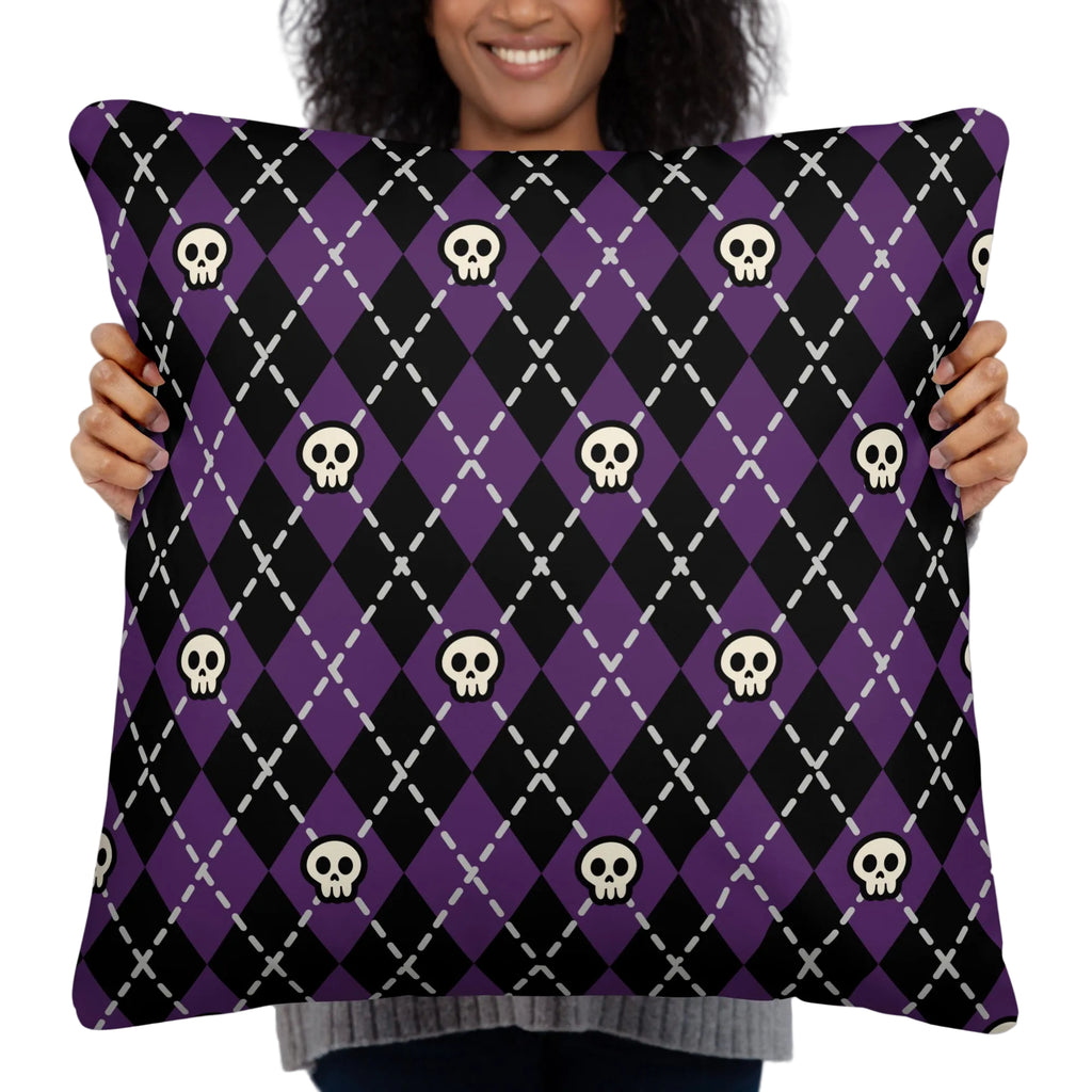 JUMBO Squishy Square Throw Pillow - 'Diamond Skulls'