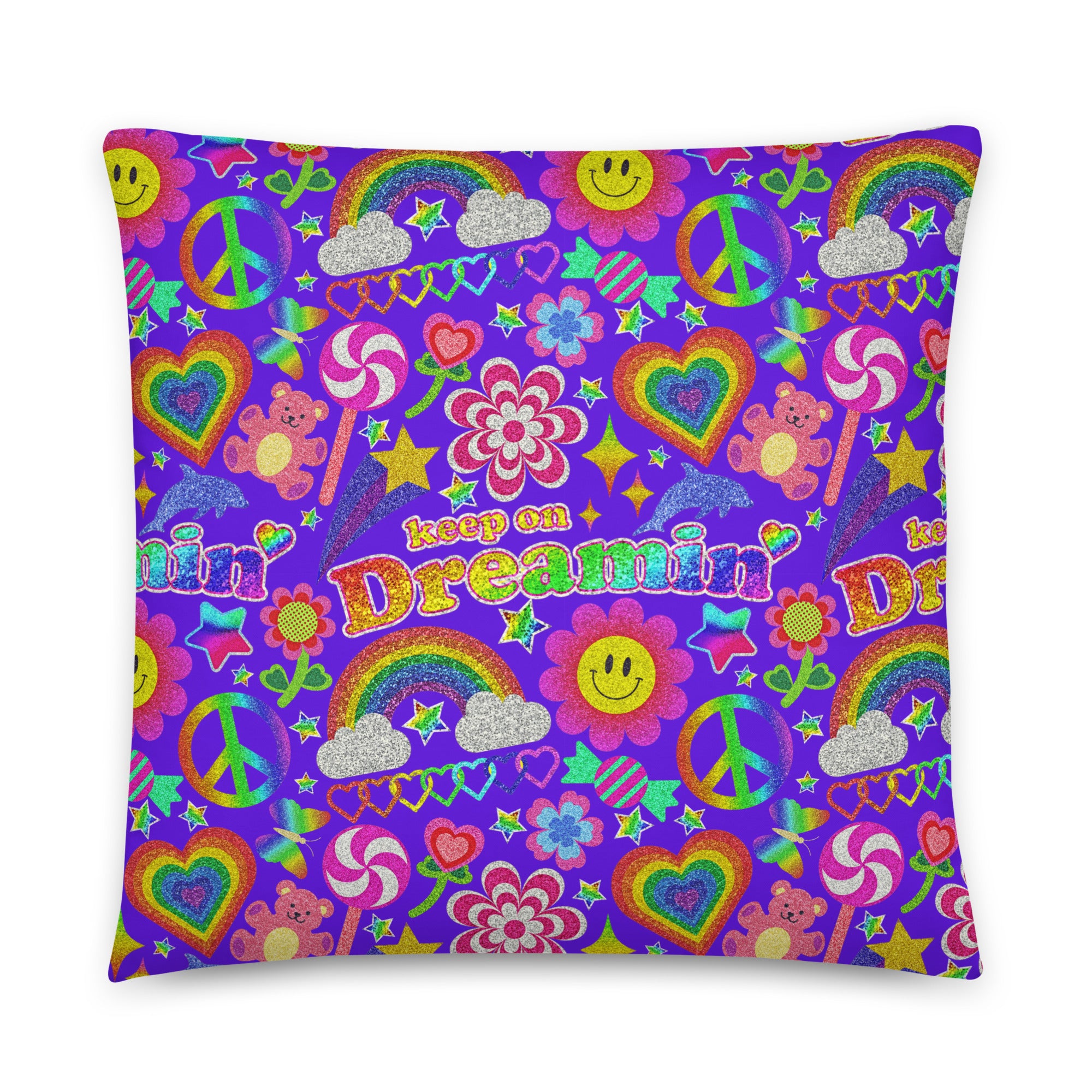 JUMBO Squishy Square Throw Pillow - 'Glitter Stickers' Large - 22″×22″