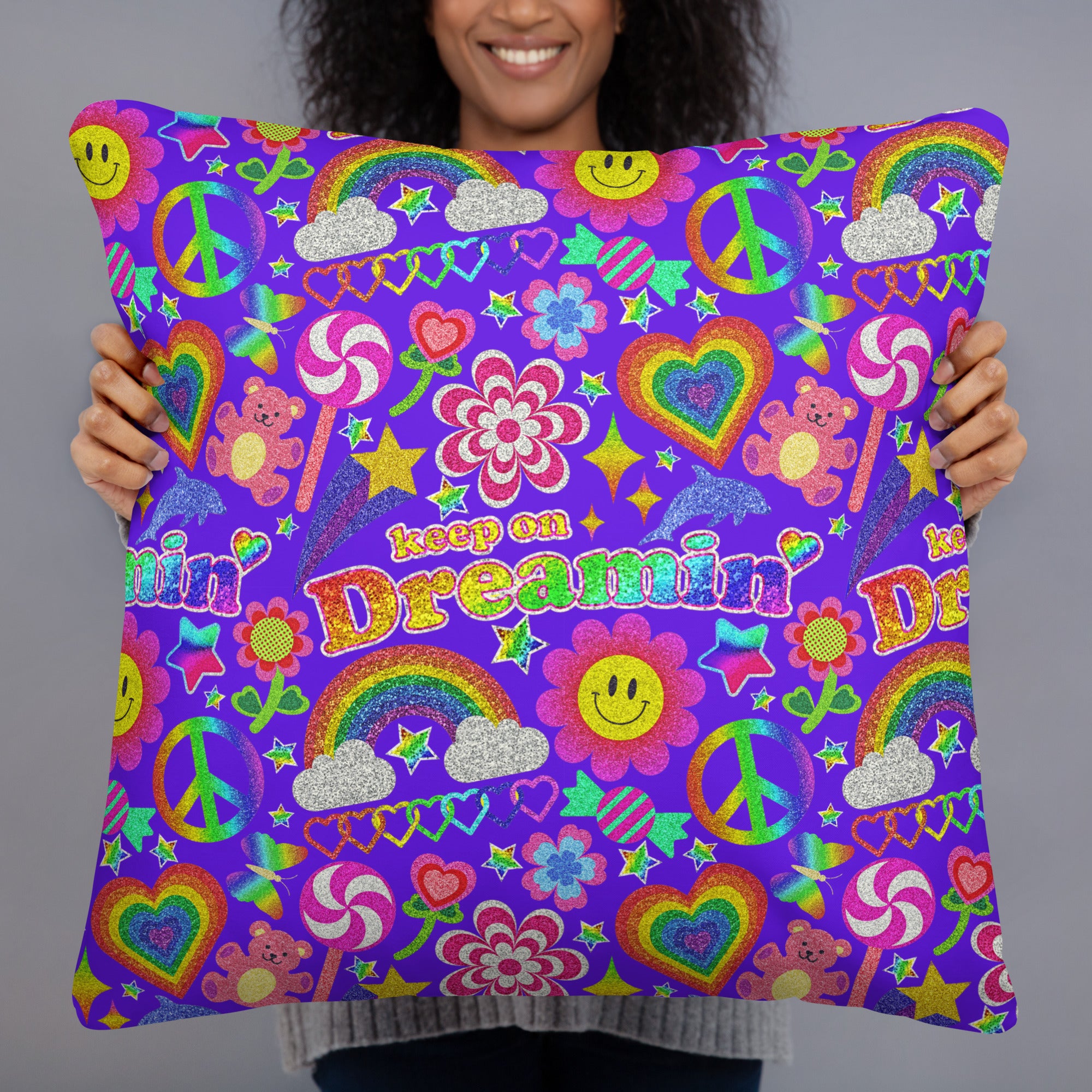 JUMBO Squishy Square Throw Pillow - 'Glitter Stickers'