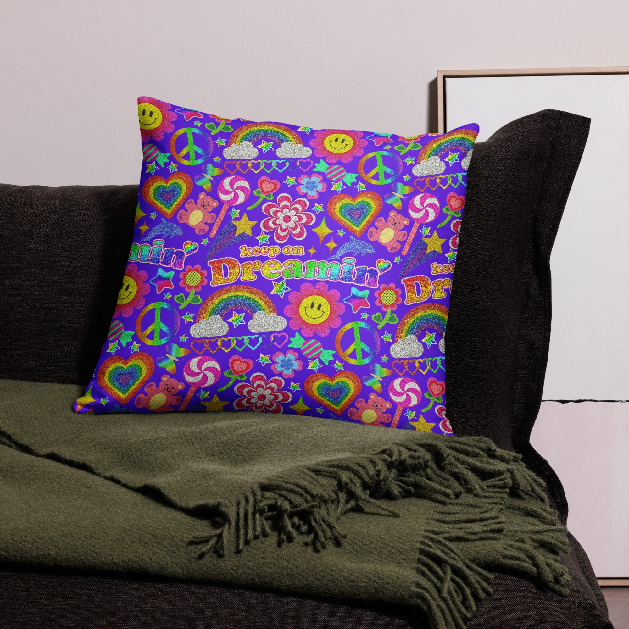 JUMBO Squishy Square Throw Pillow - 'Glitter Stickers'