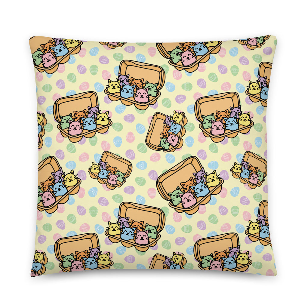 JUMBO Squishy Square Throw Pillow - 'Easter Kittens' Large - 22″×22″