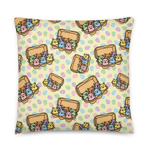 JUMBO Squishy Square Throw Pillow - 'Easter Kittens' Large - 22″×22″