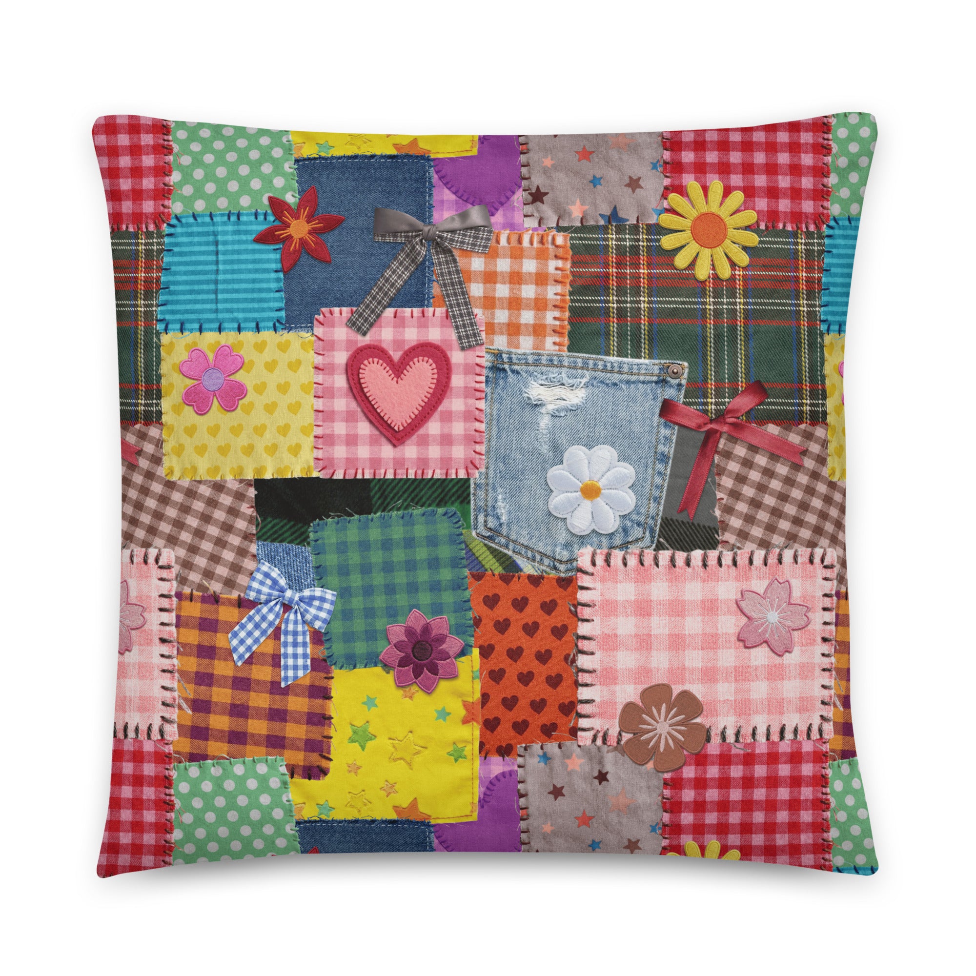 JUMBO Squishy Square Throw Pillow - 'Perfect Patchwork' Large - 22″×22″