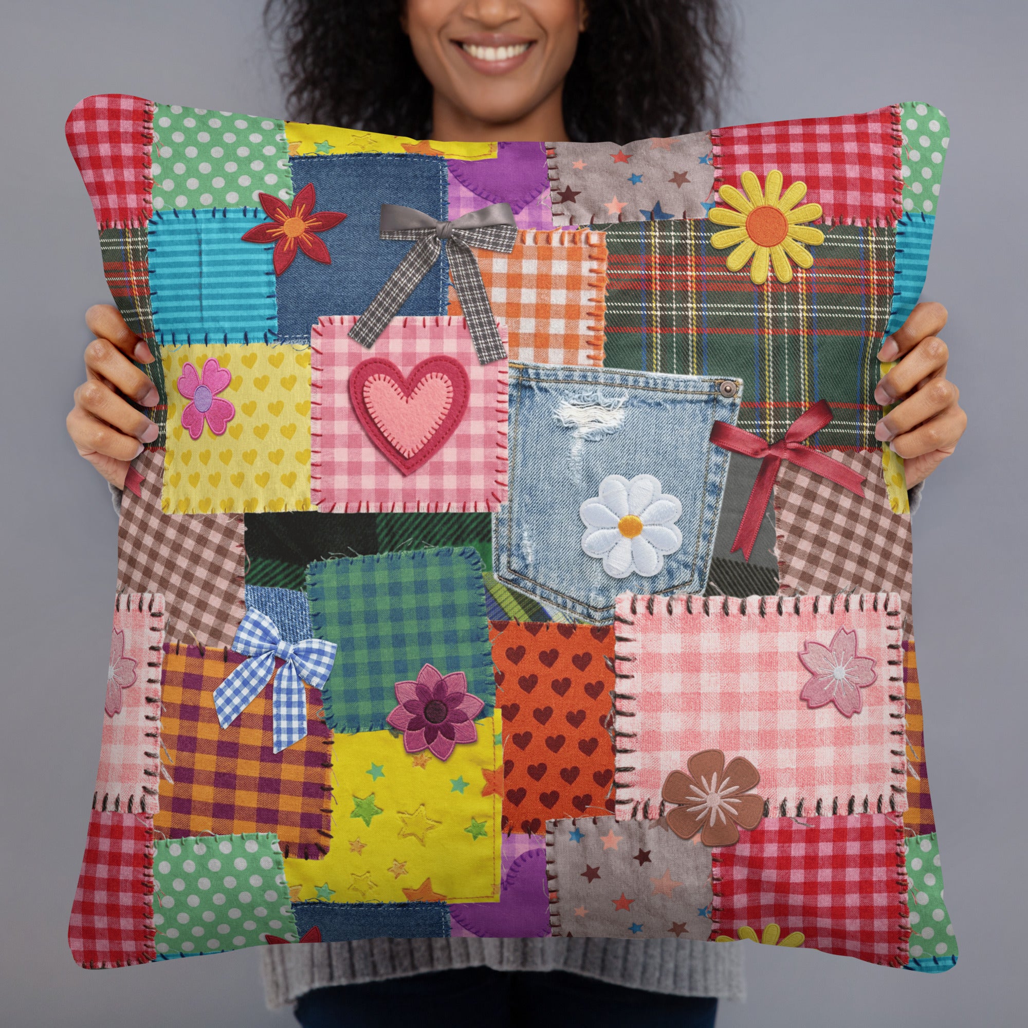 JUMBO Squishy Square Throw Pillow - 'Perfect Patchwork'