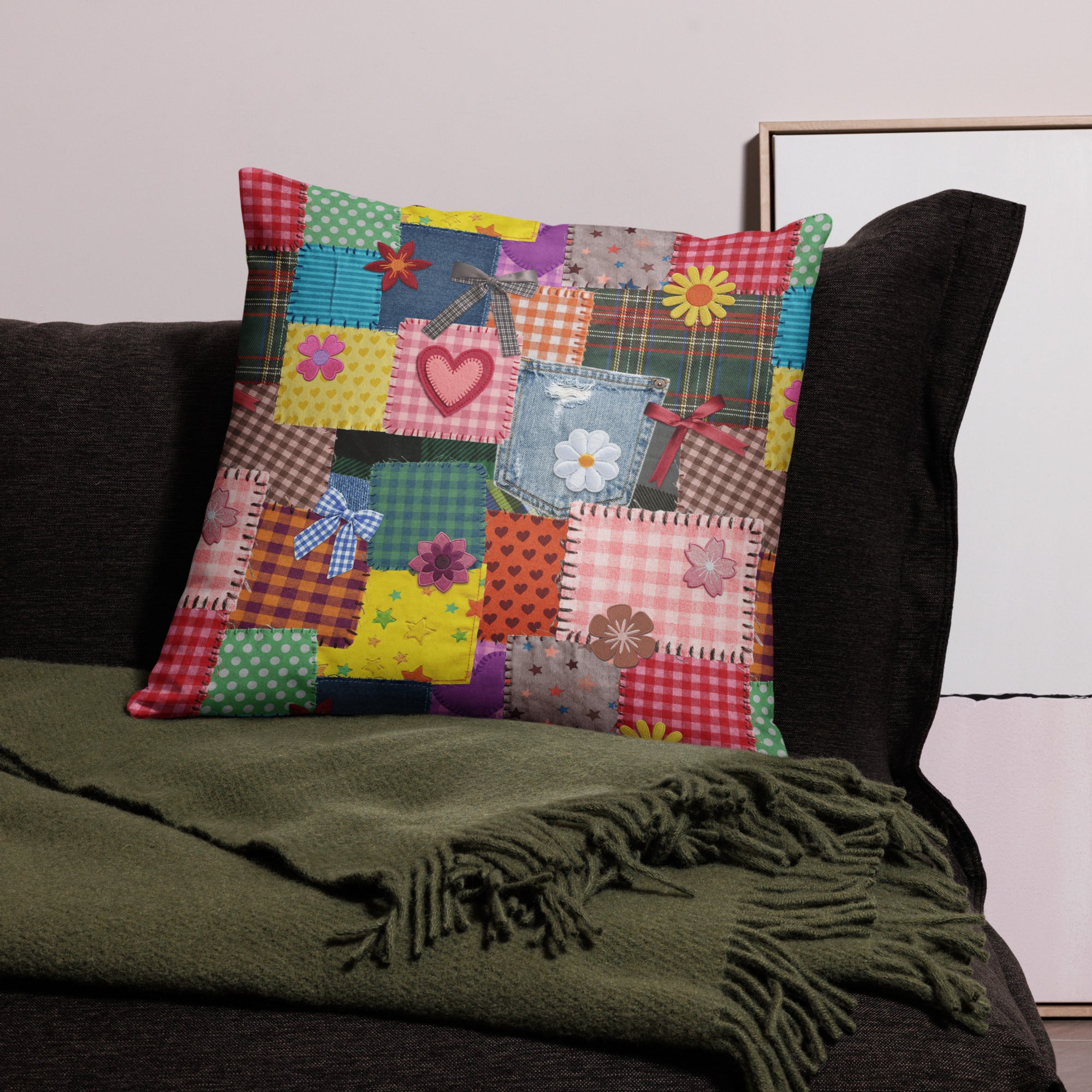 JUMBO Squishy Square Throw Pillow - 'Perfect Patchwork'