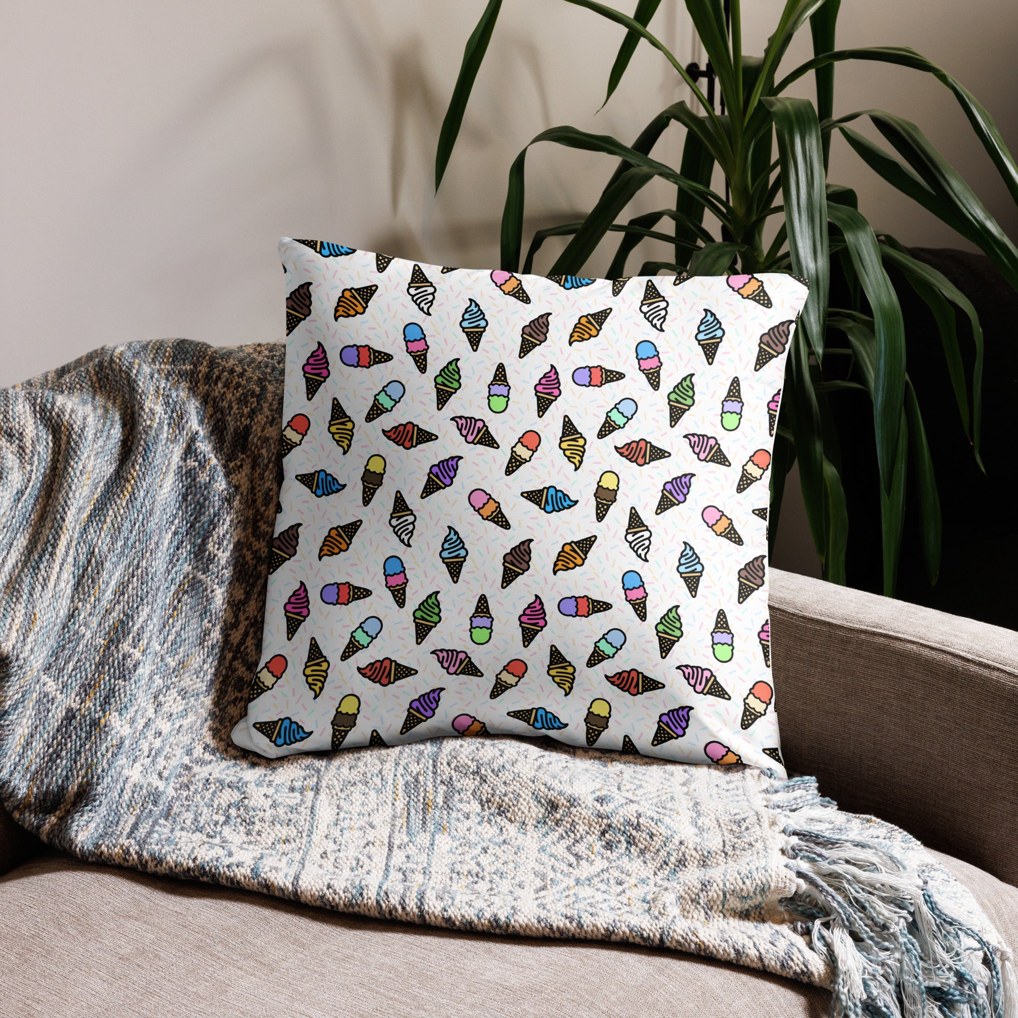 JUMBO Squishy Square Throw Pillow - 'Ice Cream' Cushion