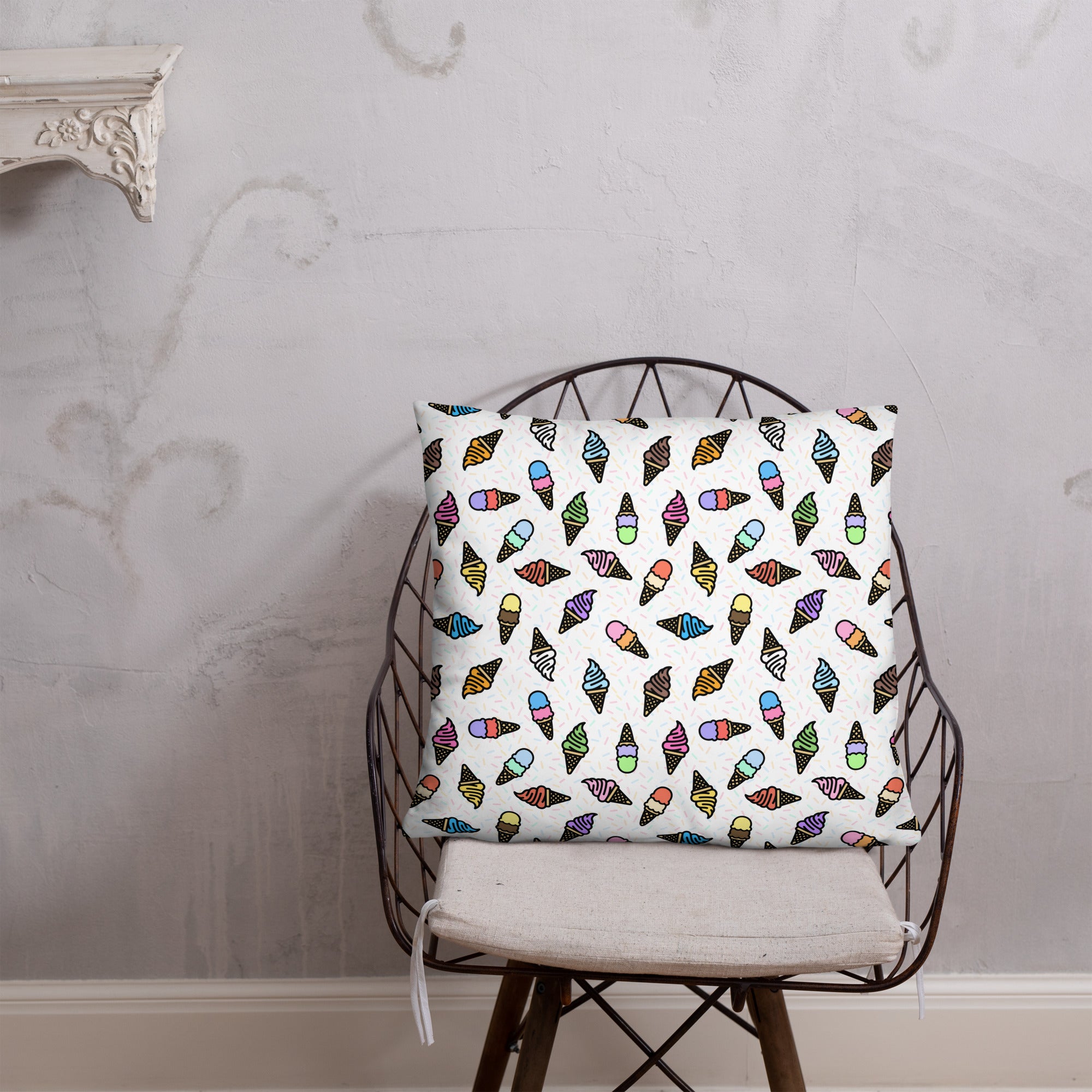 JUMBO Squishy Square Throw Pillow - 'Ice Cream' Cushion
